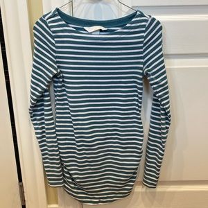 Green and White Strip Maternity Top